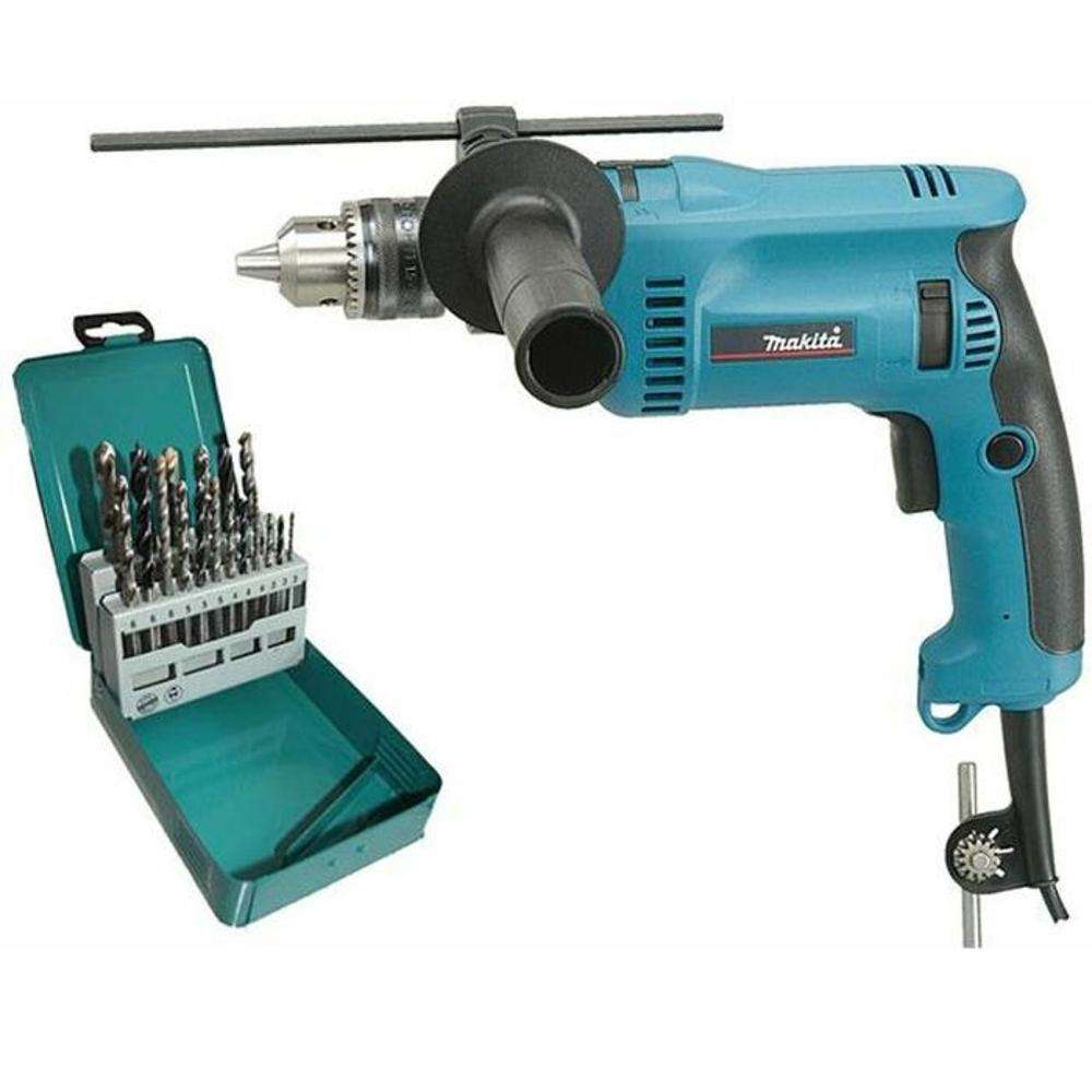 Makita HP1640KX2 Percussion Impact Drill 680W 16mm - 18 Pcs/Set 0