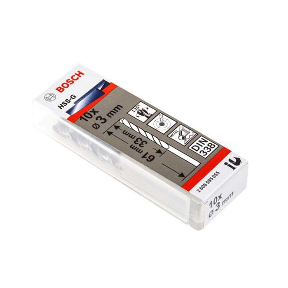 Bosch 2608595055 HSS-G Metal Drill Bit 3mm - 10 Pcs/Pack 0