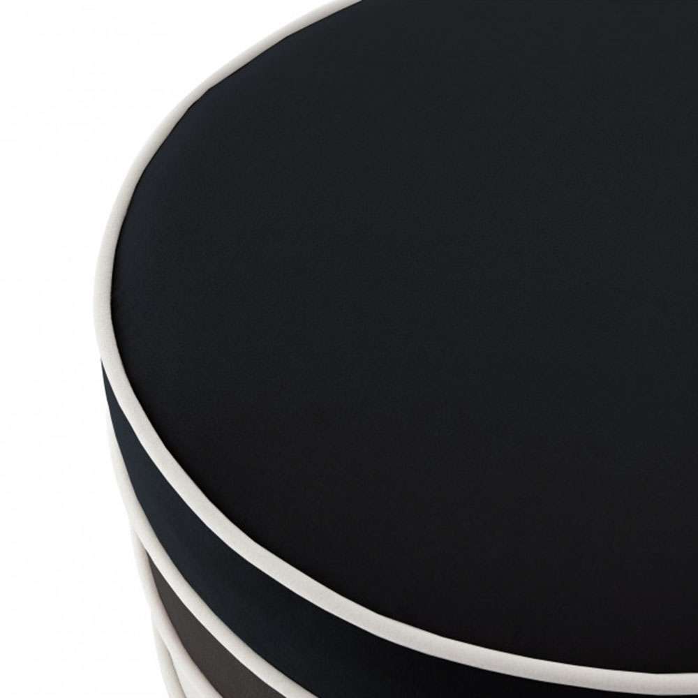 Ottoman Stool, Black, Grey and White Horizontal Striped Velvet 5