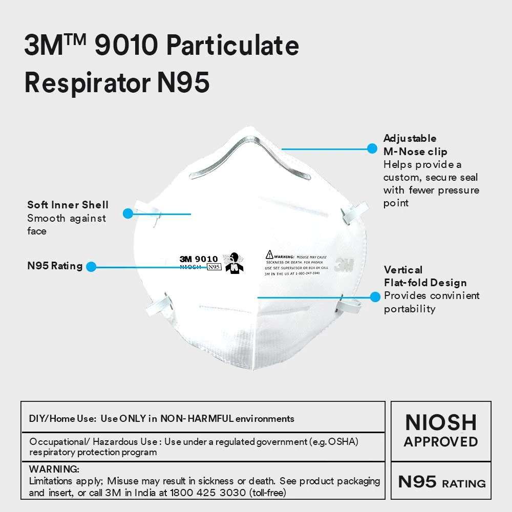 3M 9010 N95 particulate Respirator Mask, 50Pc/pack 3