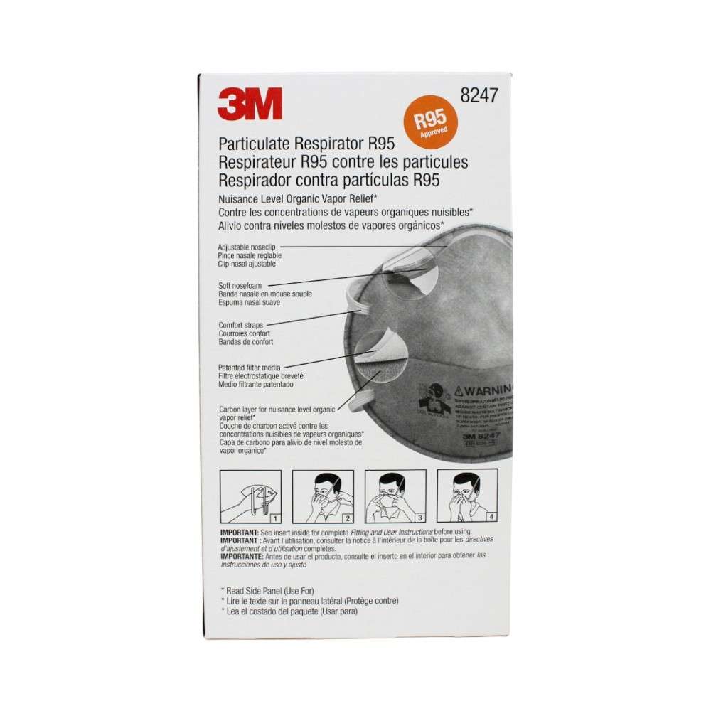 3M 8247 R95 Particulate Respirator, White, 10Pcs/pack 6