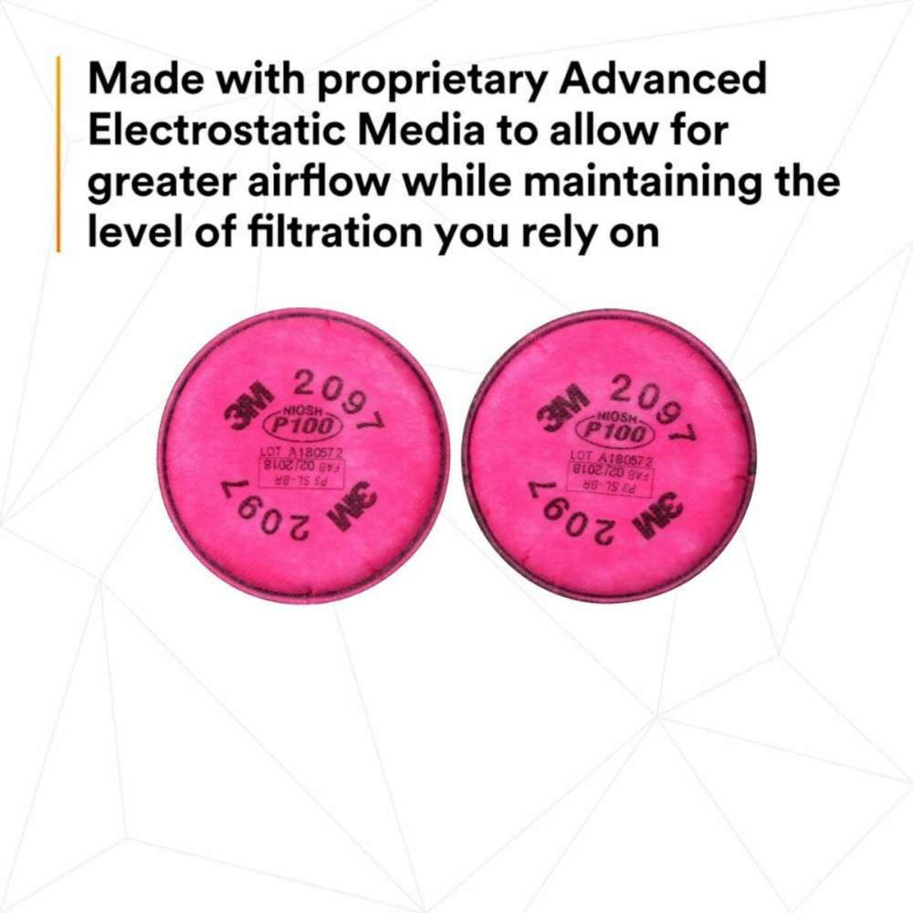 3M 2097 P100 Particulate Filter, Pink 9