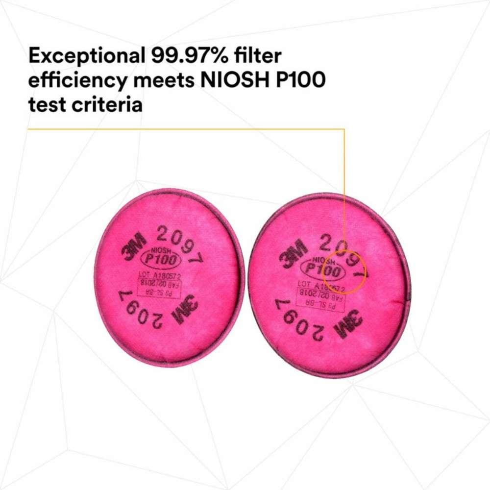 3M 2097 P100 Particulate Filter, Pink 12