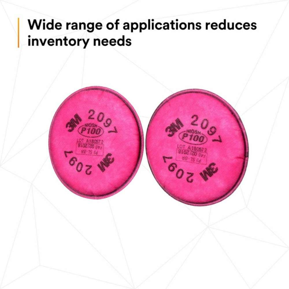3M 2097 P100 Particulate Filter, Pink 7