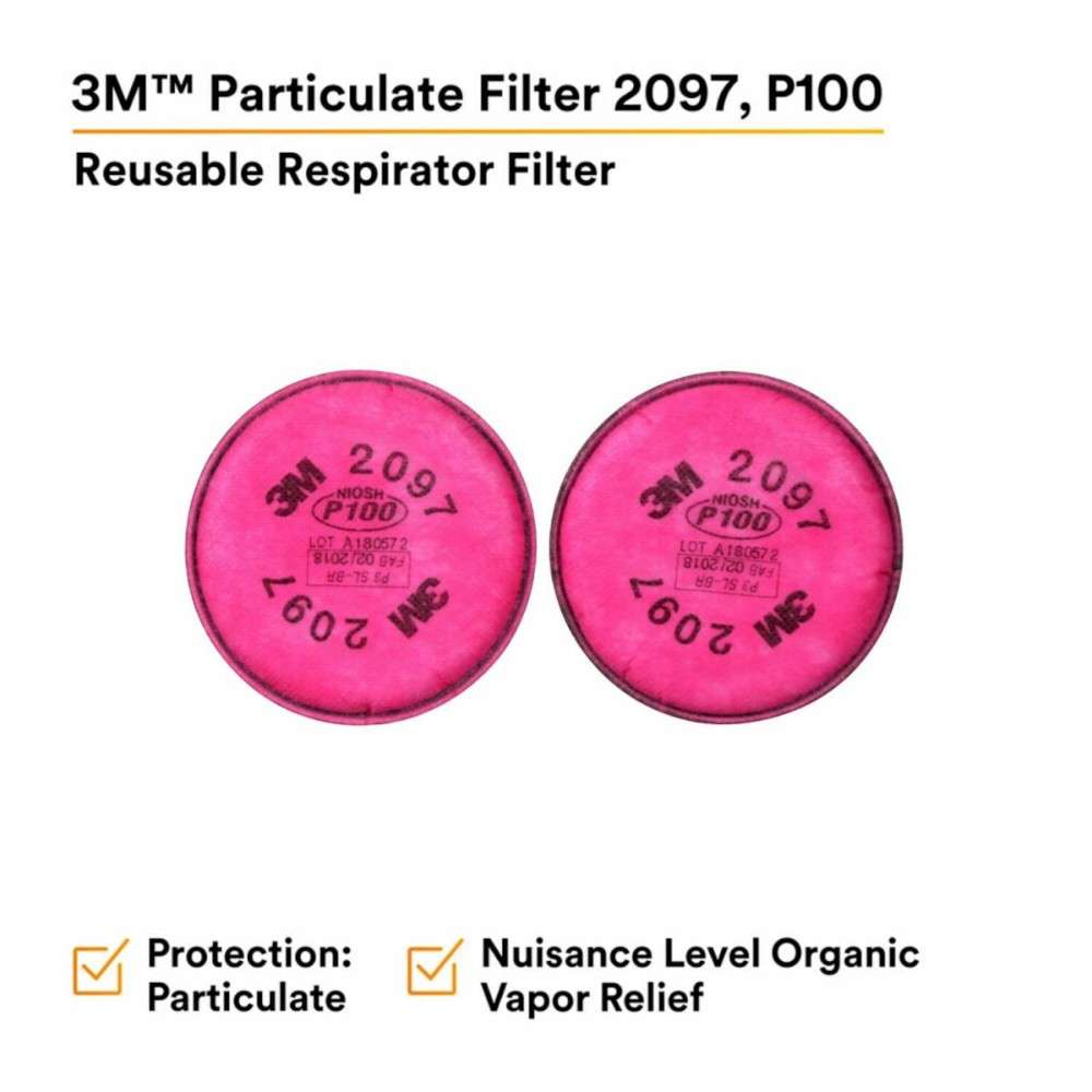 3M 2097 P100 Particulate Filter, Pink 8