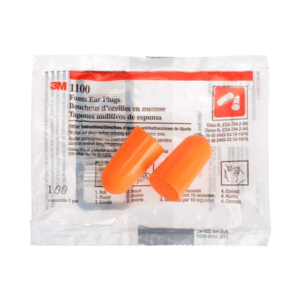 سدادات أذن رغوية (3M) باللون البرتقالي موديل (1100) تباع (200Pair/Box) 2