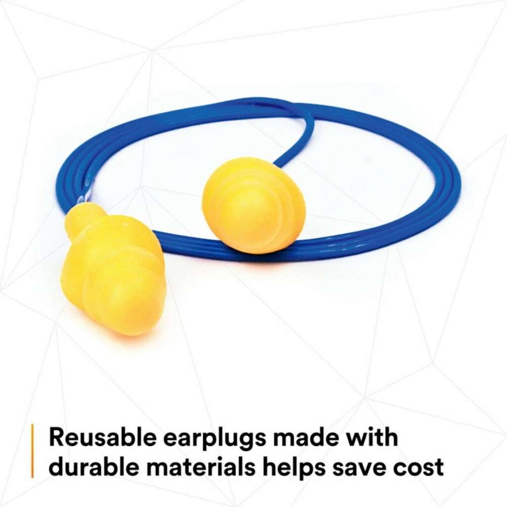 3M 340-4004 Ultrafit Corded Ear Plug, Yellow 100Pairs/Box 11