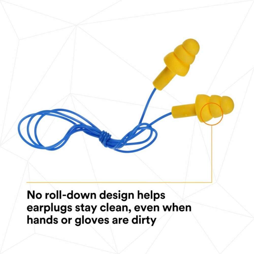 3M 340-4004 Ultrafit Corded Ear Plug, Yellow 100Pairs/Box 7