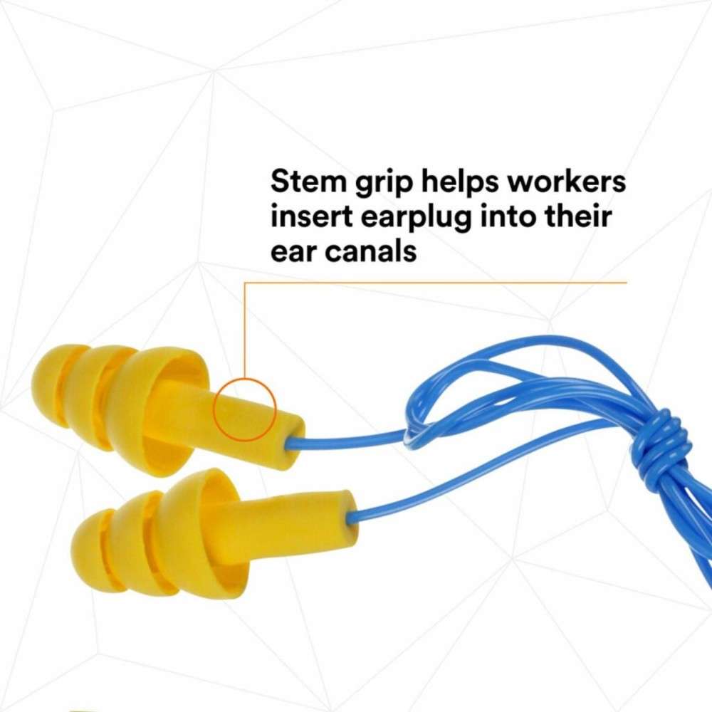 3M 340-4004 Ultrafit Corded Ear Plug, Yellow 100Pairs/Box 9