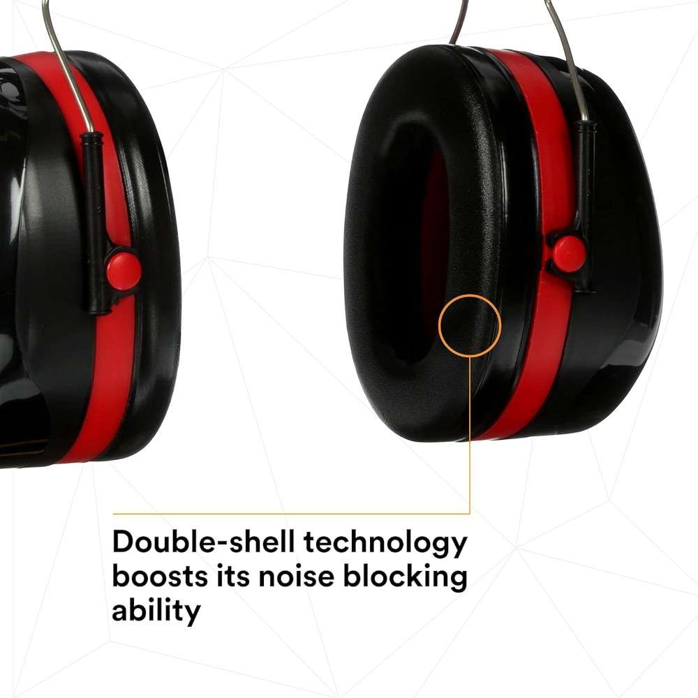 3M™ H10A PELTOR™ Optime™ 105 Over-the Head Earmuffs, Black/Red 10