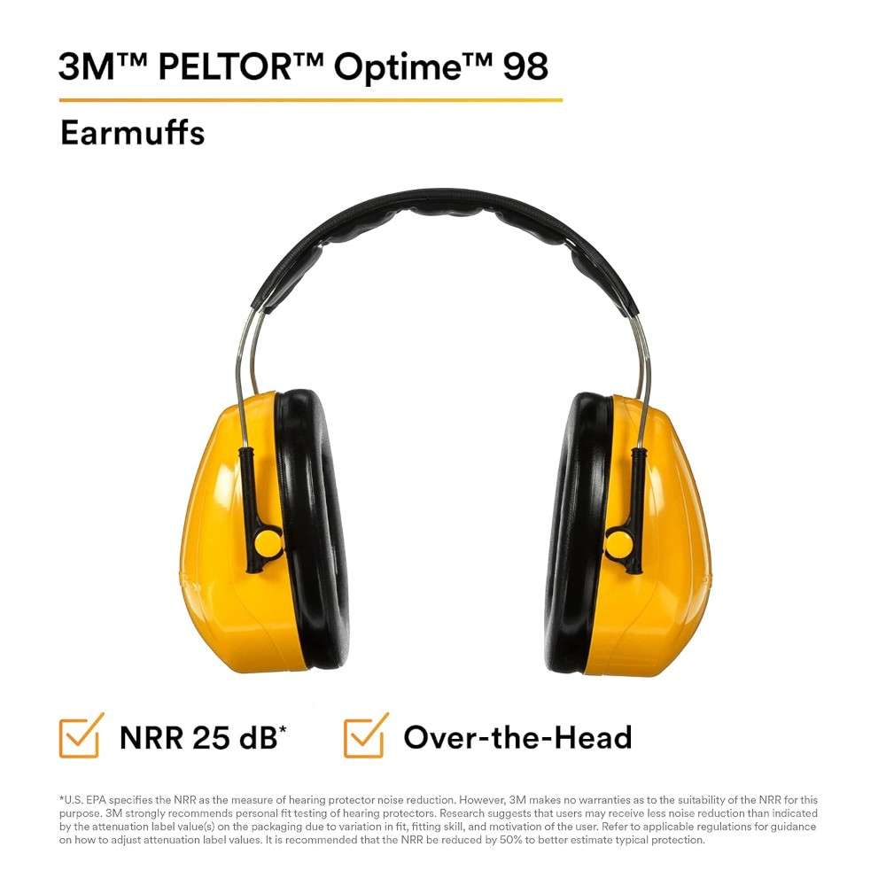 3M PELTOR Optime 98 H9A Earmuffs, Yellow 11
