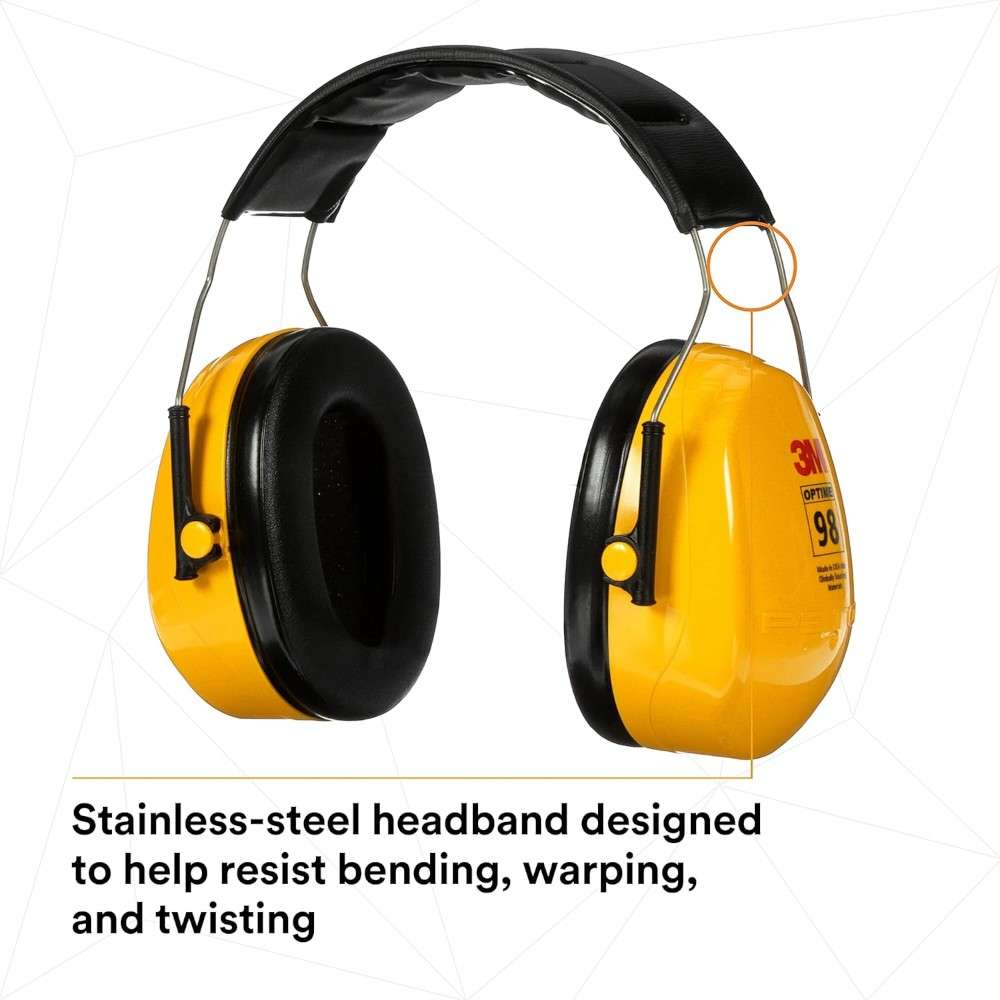 3M PELTOR Optime 98 H9A Earmuffs, Yellow 13