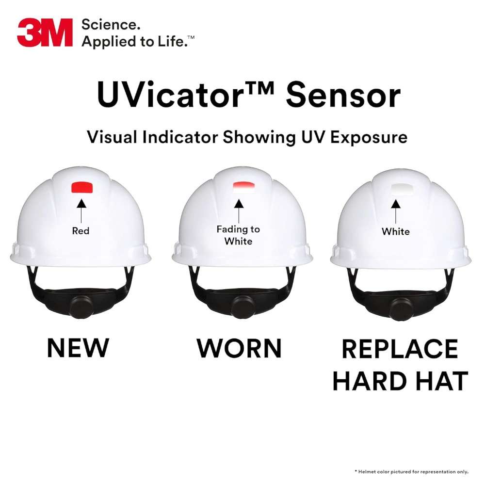 3M SecureFit H-701SFR-UV Uvicator Hard Hat, White 6