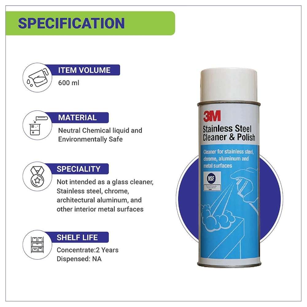 3M Stainless Steel Cleaner And Polish Silver 600ml 2