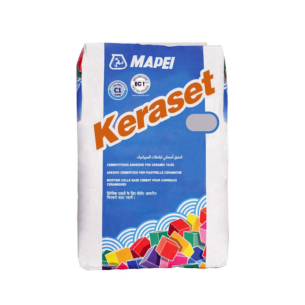 لاصق إسمنتي ( Keraset ) ممتاز الأداء من ( MAPEI ) يستخدم للصق بلاط السيراميك - لون (White) - وزن (20Kg) 0