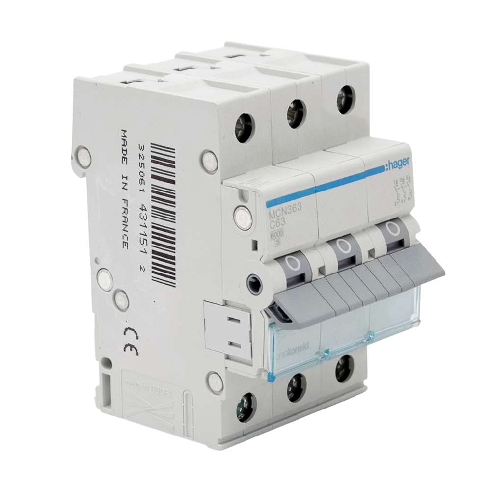 Hager 63A 3Pole 6Ka Miniature Circuit Breaker (MCB) 1