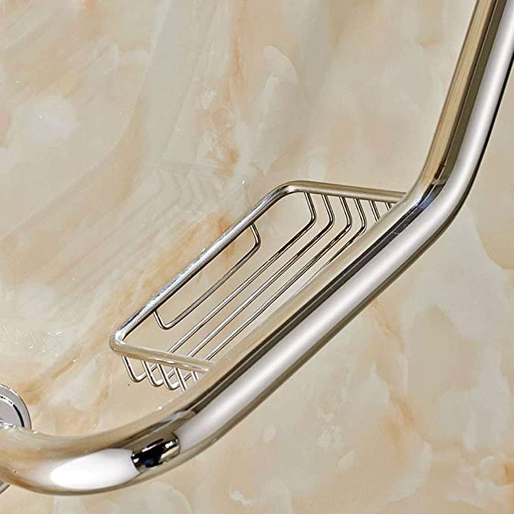 Milano Brass Grab Bar W/Soap Basket 1