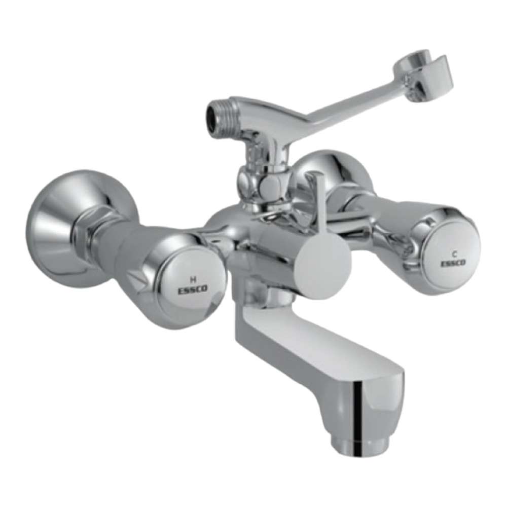 Essco Jaquar (MQT-CHR-517KN) Wall Mounted Bath & Shower Mixer with Telephone Shower Crutch - Chrome 0