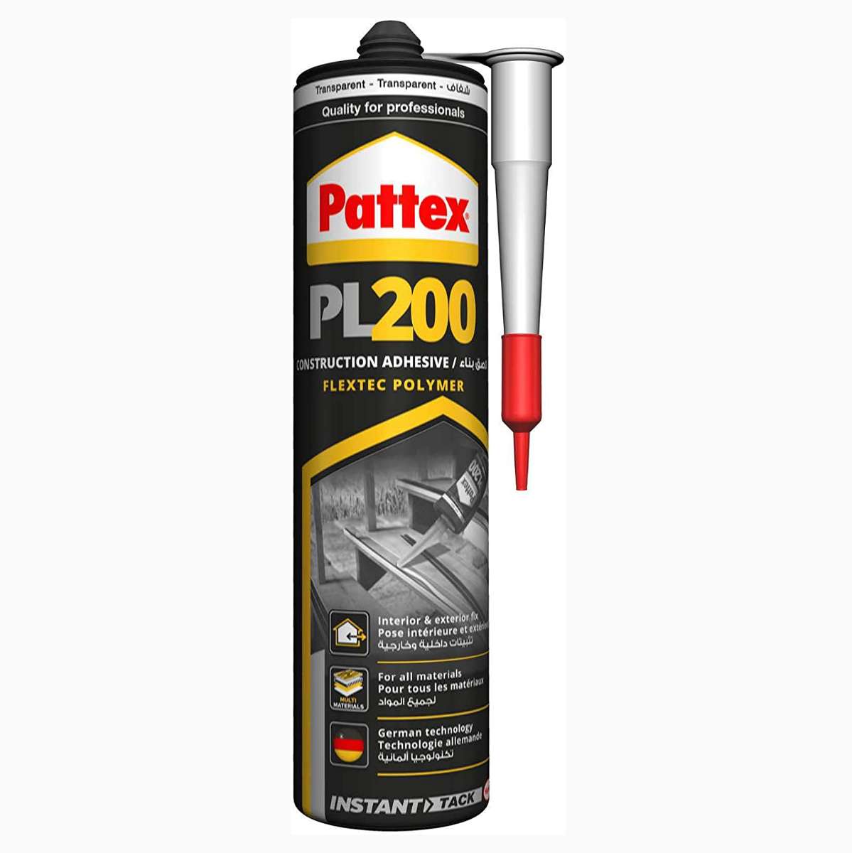 لاصق مواد البناء هينكل (Pattex) الشفاف (PL200) وزن (290G) 0