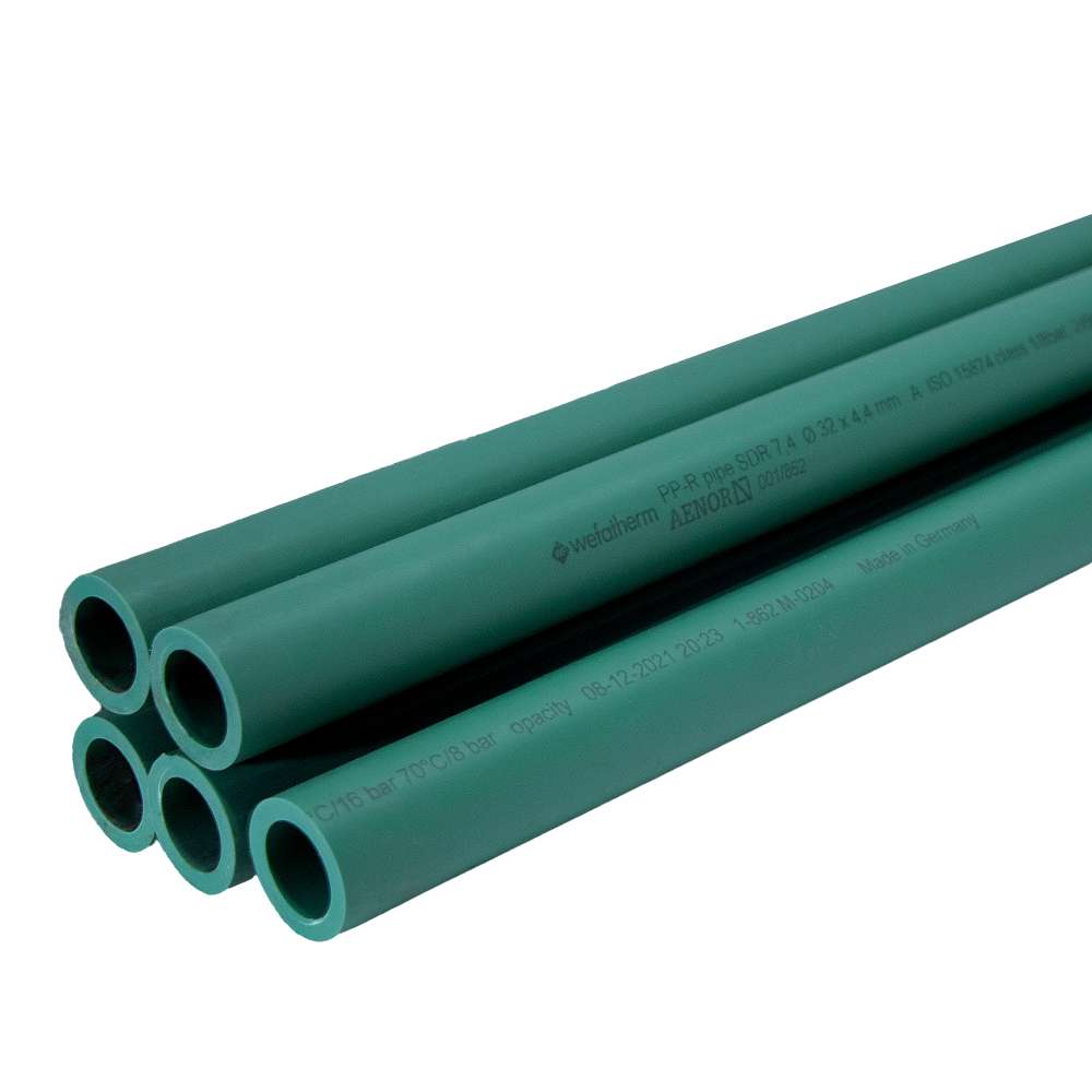 الأنابيب البلاستيكية (Wefatherm) المصنوعة من البلاستيك (PPR) قياس (20mm) طول (4M) بمعامل ضغط (PN16) 3