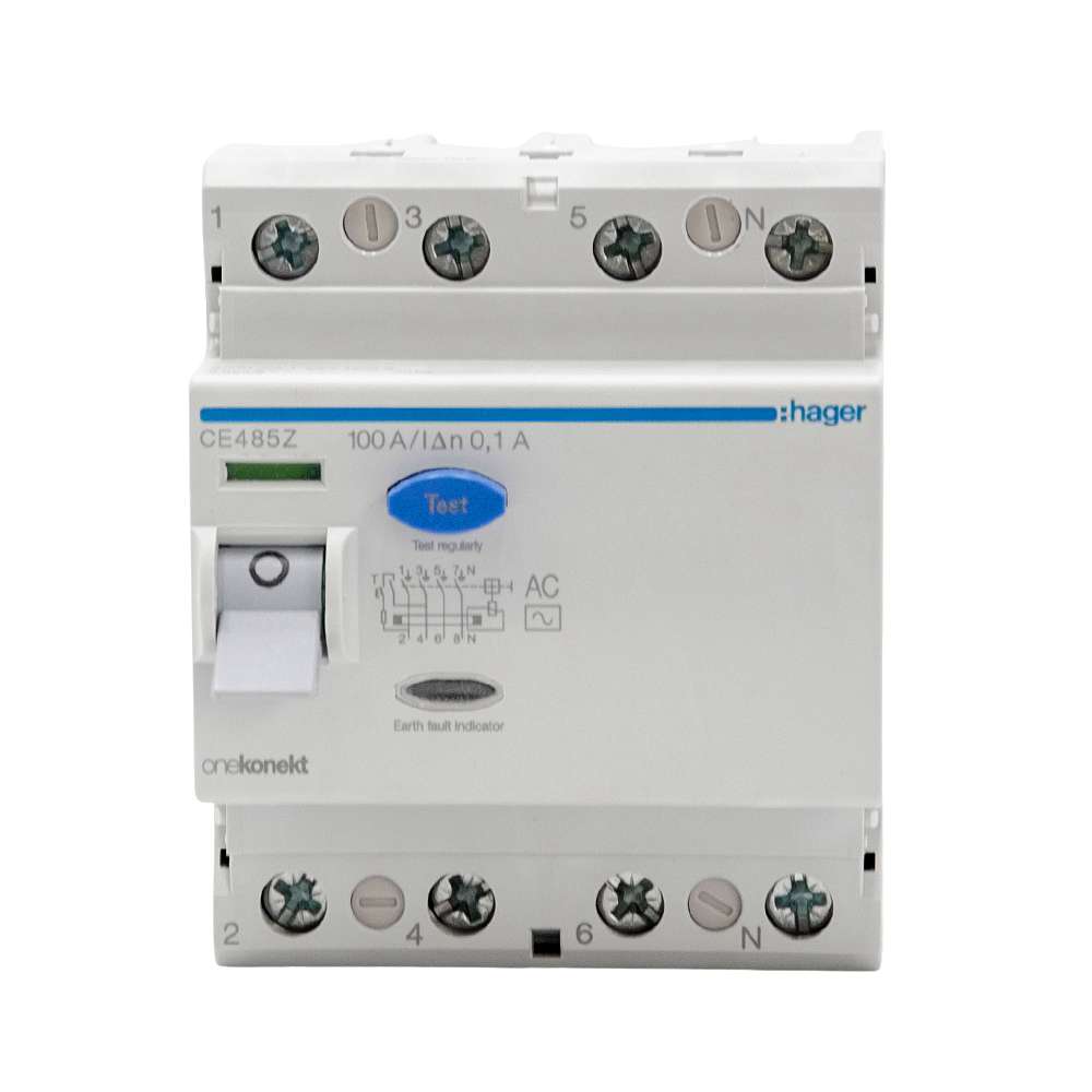 Hager CE485Z 100A 4Pole 100Ma Earth Leakage Circuit 0