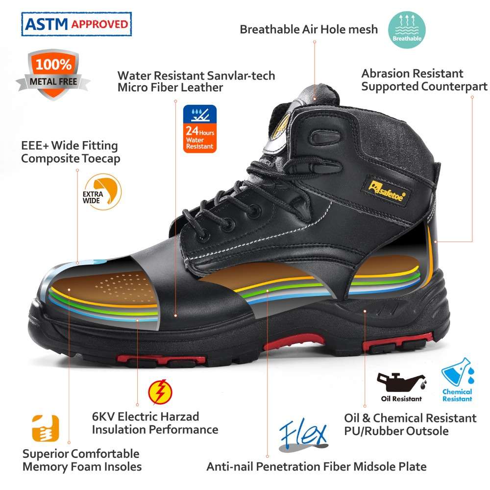 Safetoe M-8356RB EH SBP 18KV Composite Toe Electrical Insulated Safety Boots - 43 8