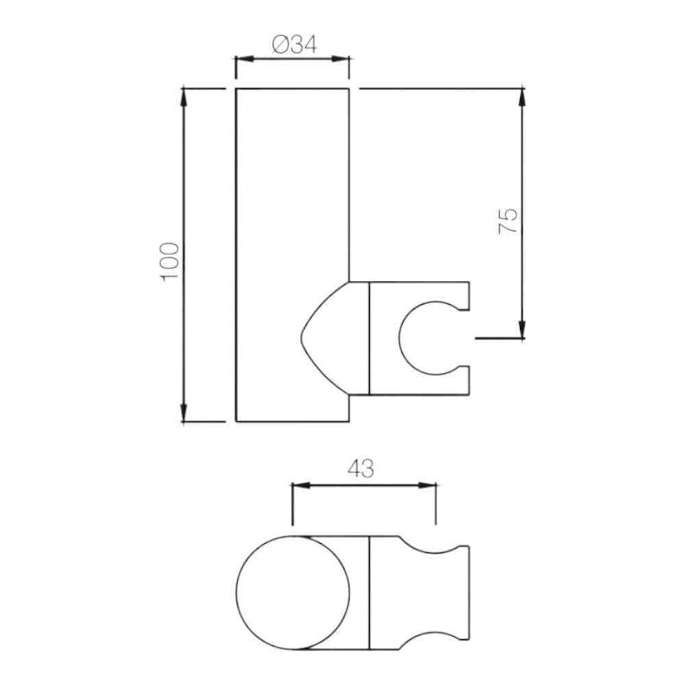 Jaquar (SHA-CHR-555) 35 mm & 100 mm Long Round Shaped Premium Wall Bracket For Hand Shower - Chrome 1