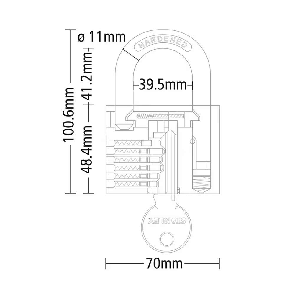 Stanley Padlock Brass 70mm Std Shackle 3