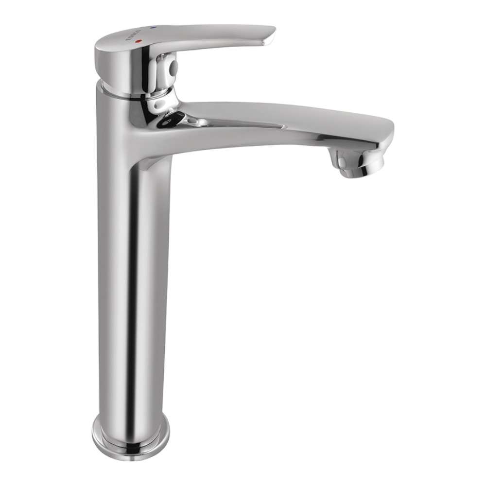 Essco Jaquar (STE-CHR-107005B) 600 mm Long Braided Hoses & Single Lever High Neck Basin Mixer without Popup Waste - Chrome 0