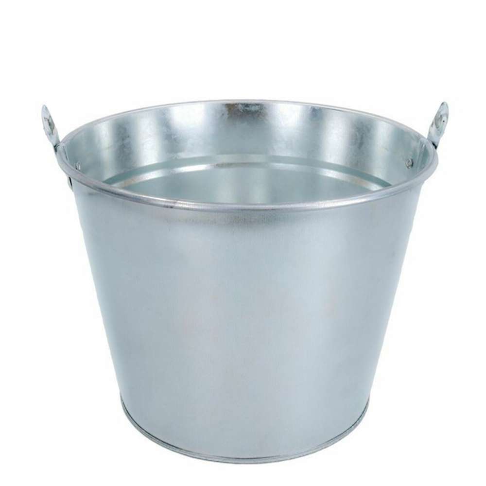 Silver Galvanized Steel Bucket Pail with Wooden Handle, 12L 0