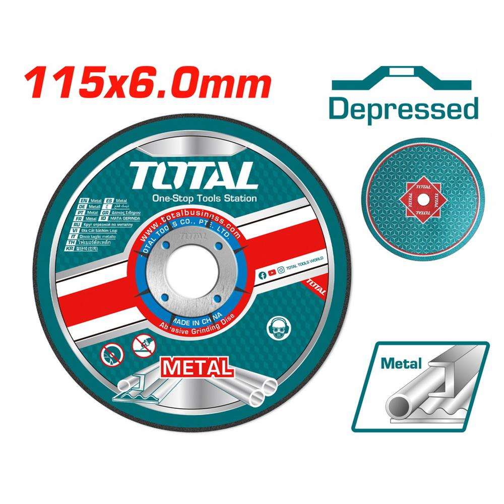 Total TAC2231151 115MM X 6MM X 22.2MM Depressed Centre Metal Grinding Disc 0