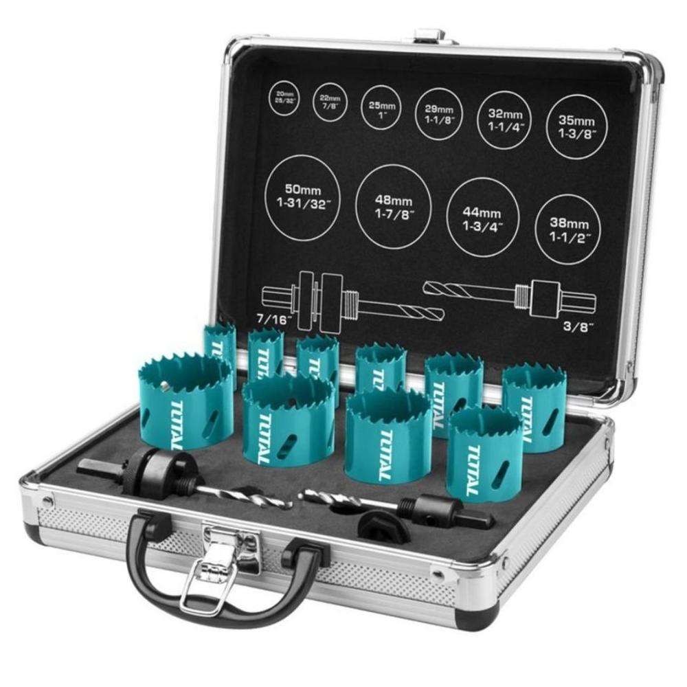 Total TACSH1121 Bi-Metal Hole Saw Kit 12Pcs 0