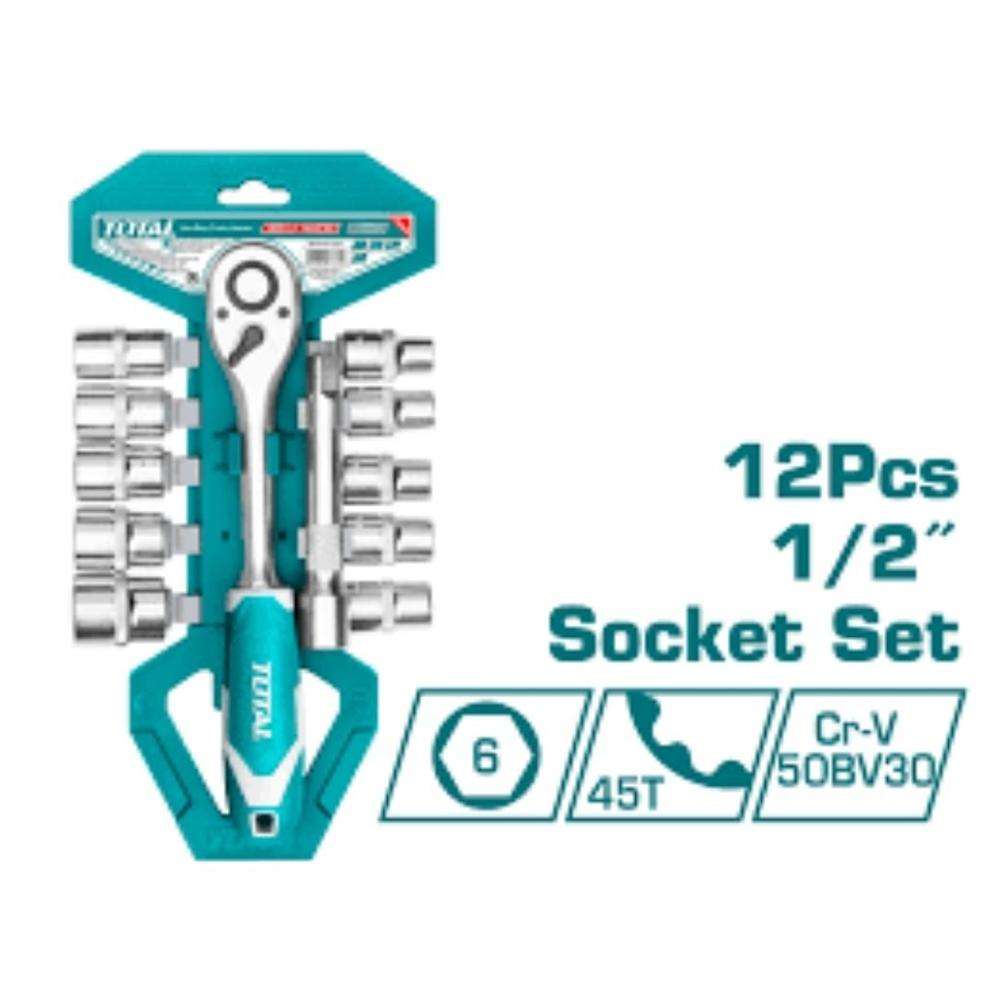 طقم لقم الفك و التركيب من توتال و المكوّن من (12Pcs) قطعة قياس (1/2") موديل (THT141121) 1