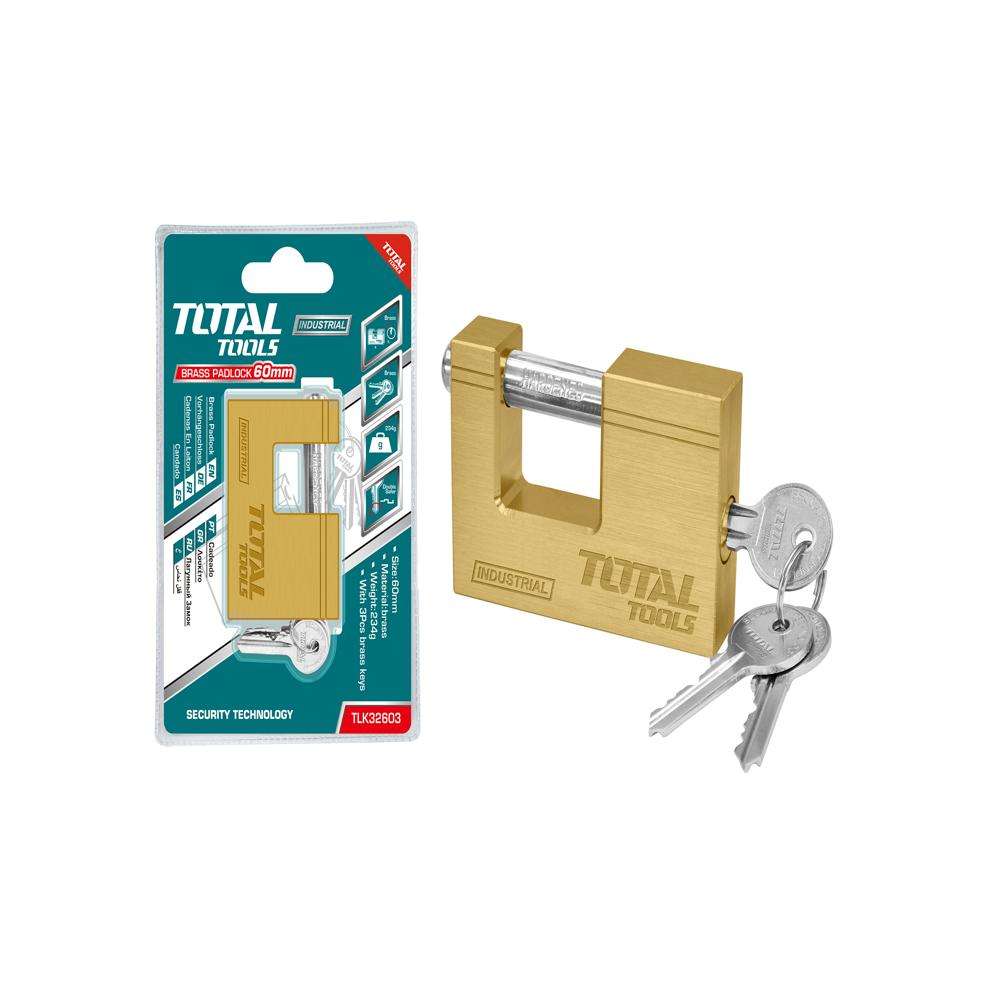 Total Heavy Duty Brass Block Padlock 0