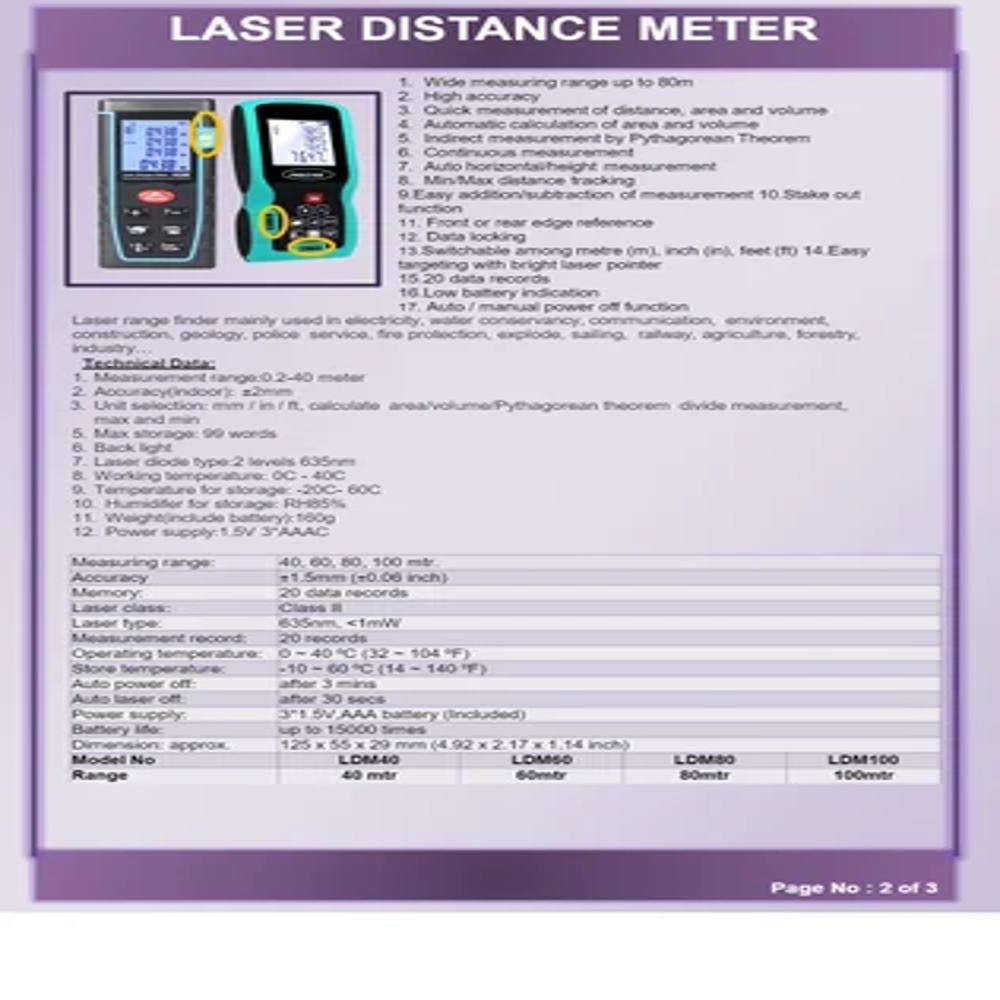 Total TMT56016 0.5M - 60M Laser Distance Detector 1