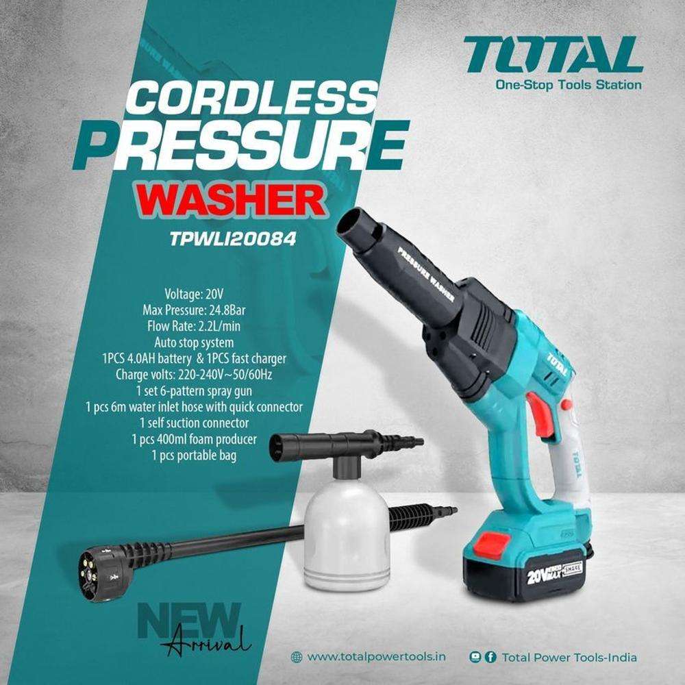 Total TPWLI20084 20V Lithium-Ion Pressure Washer with 1 x 4AH Battery 1