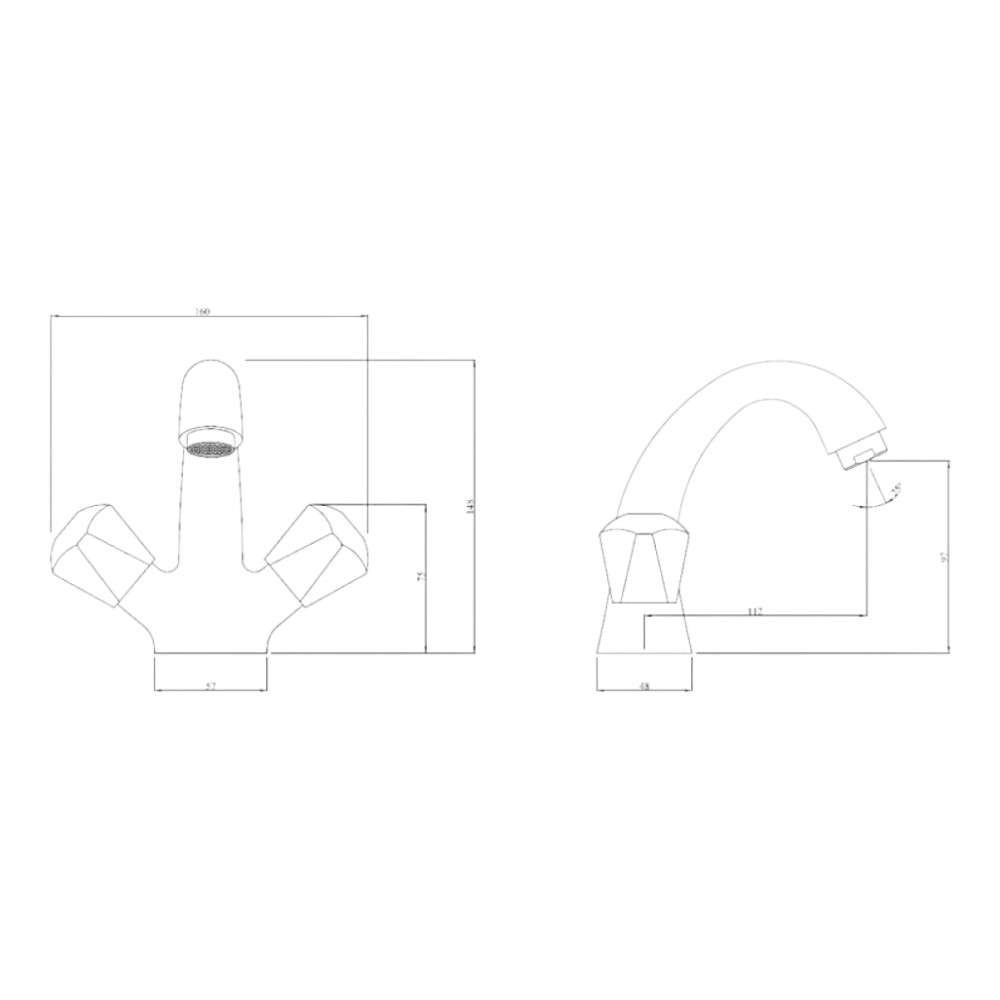 Essco Jaquar (TQT-CHR-516A) 375 mm Long Braided Hoses & Monoblock Basin Mixer with U Shaped Round Casted Spout - Chrome 1