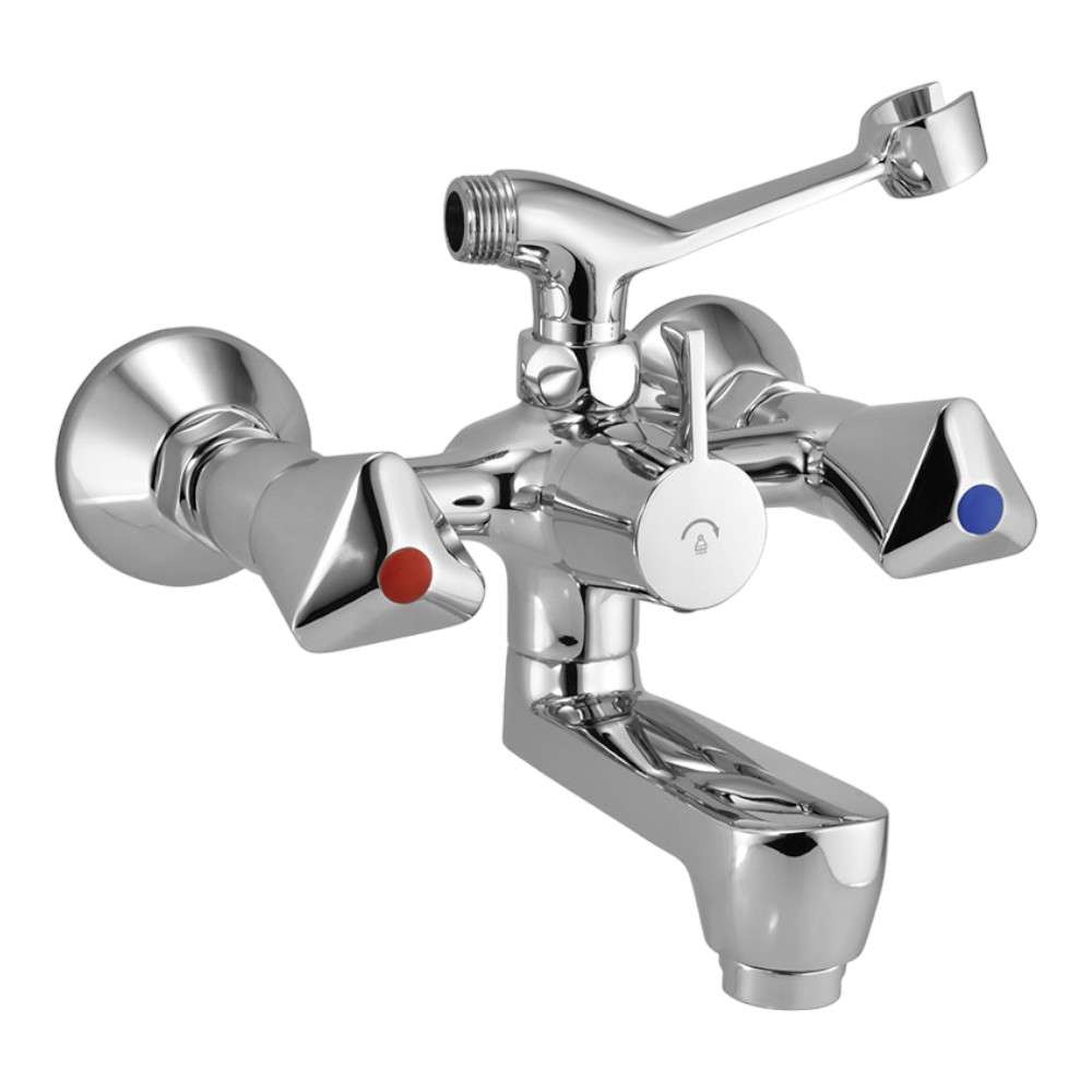 Essco Jaquar (TQT-CHR-517) Wall Mounted Bath & Shower Mixer with Telephone Shower Crutch - Chrome 0