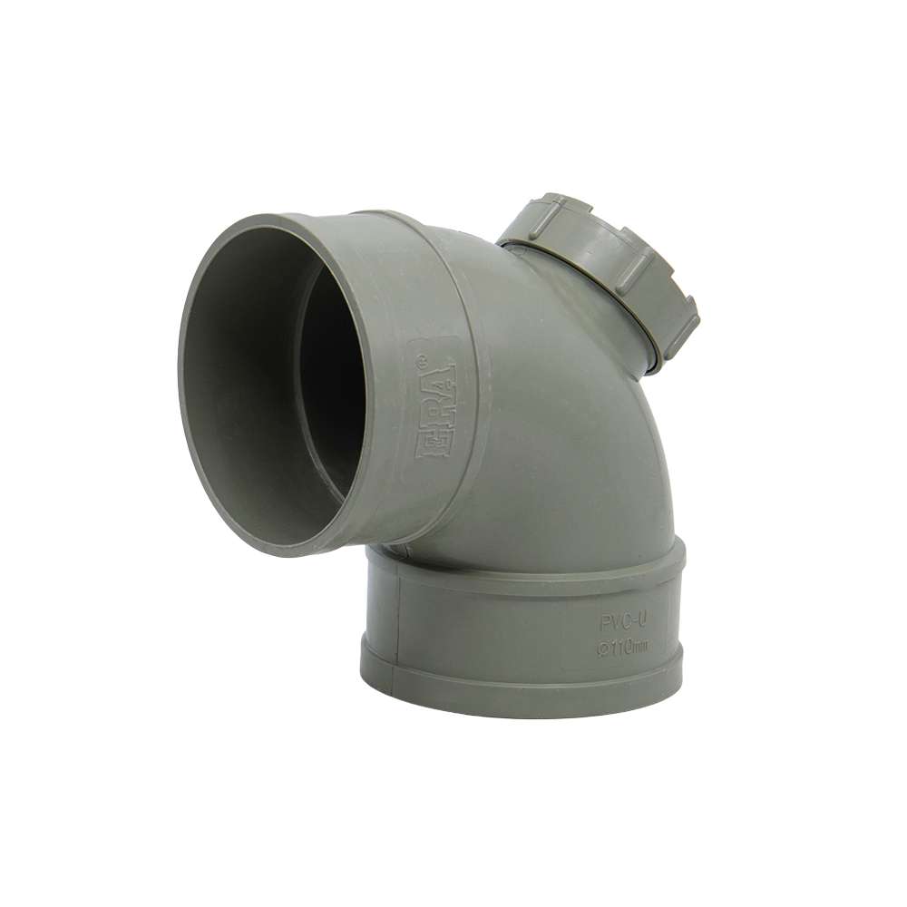 كوع بلاستيكي (UPVC) مع بوابة قياس (110mm) 3