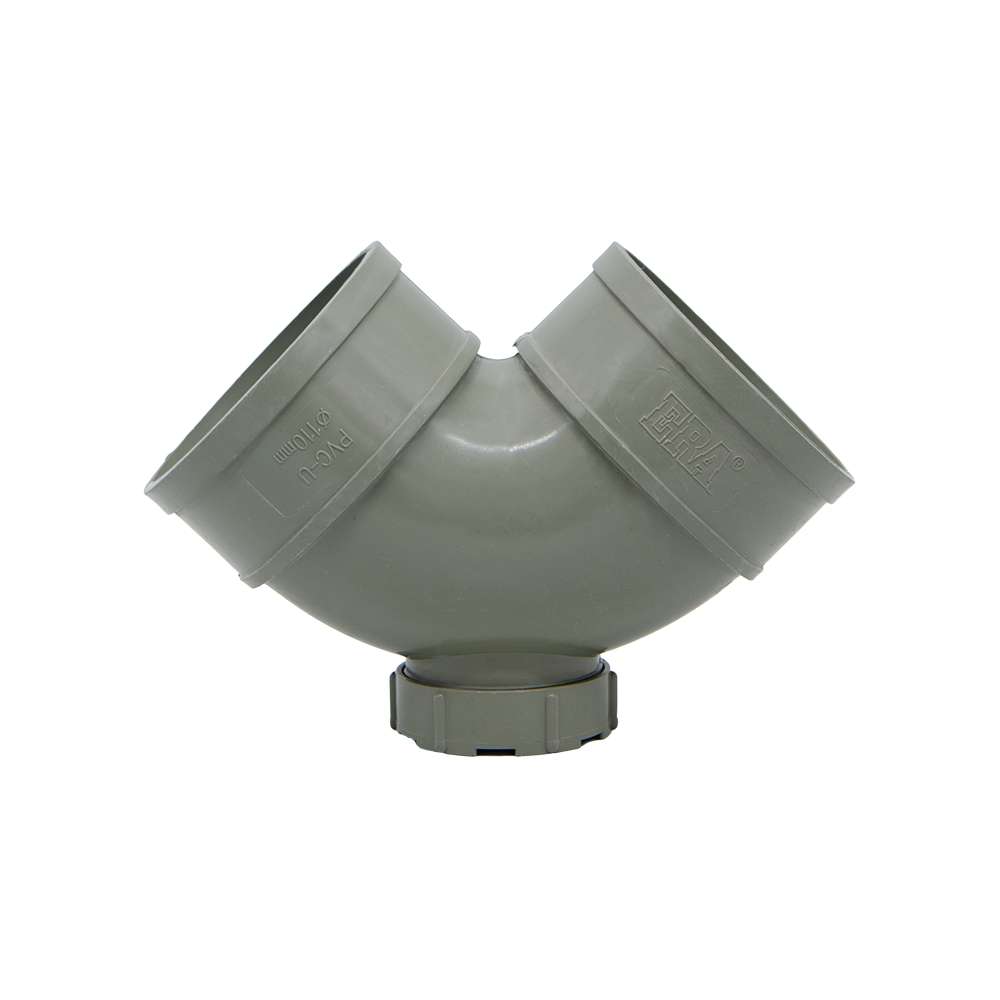 كوع بلاستيكي (UPVC) مع بوابة قياس (110mm) 2