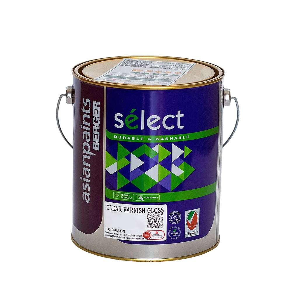 Asian Paints Berger Select Varnish 2CL, 4L, AC003, Clear Protective Wood Varnish 0