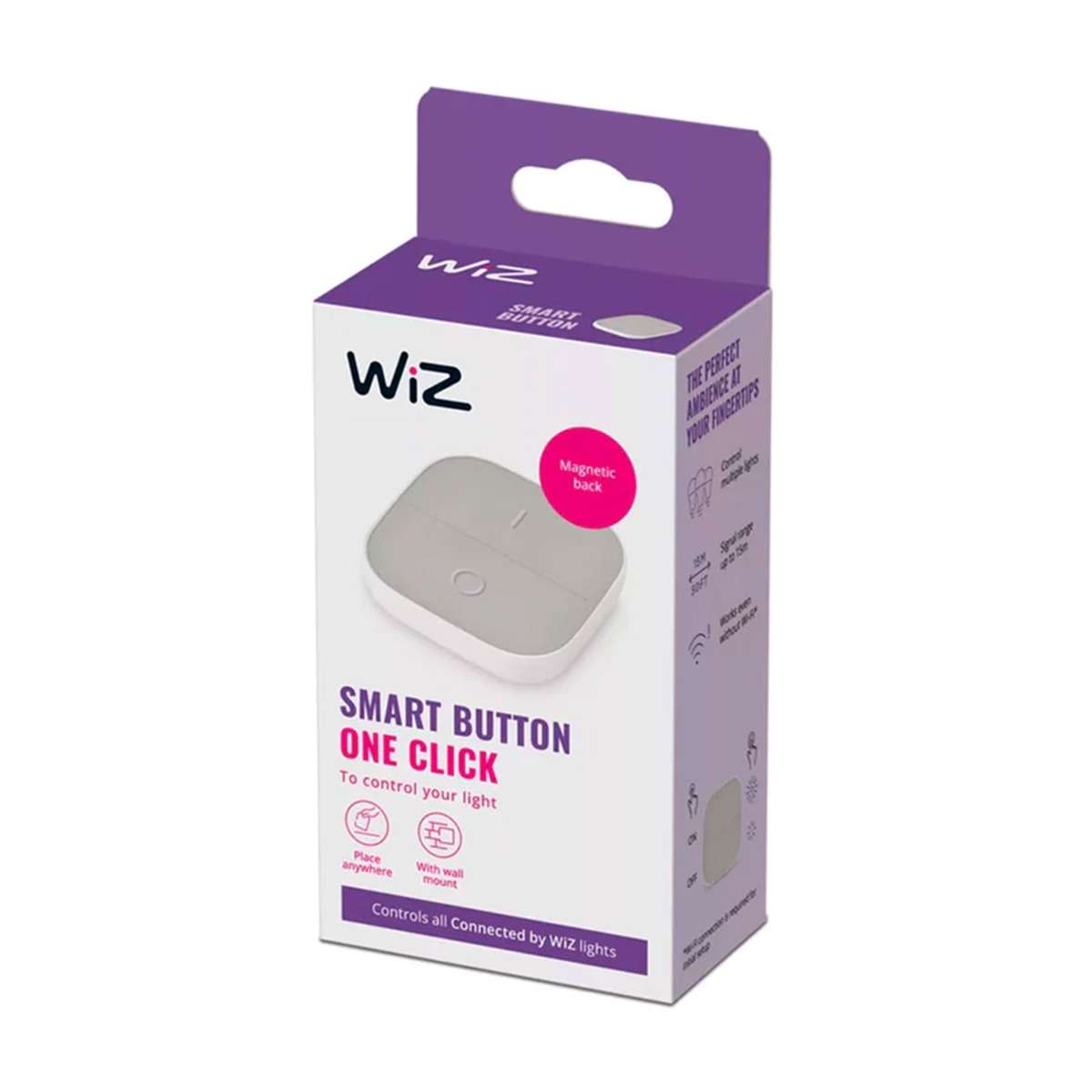 Philips WiZ Portable Smart Button, Wireless Scene Controller for WiZ Smart Lights, Wi-Fi & Bluetooth, Customizable Functions - EU Plug