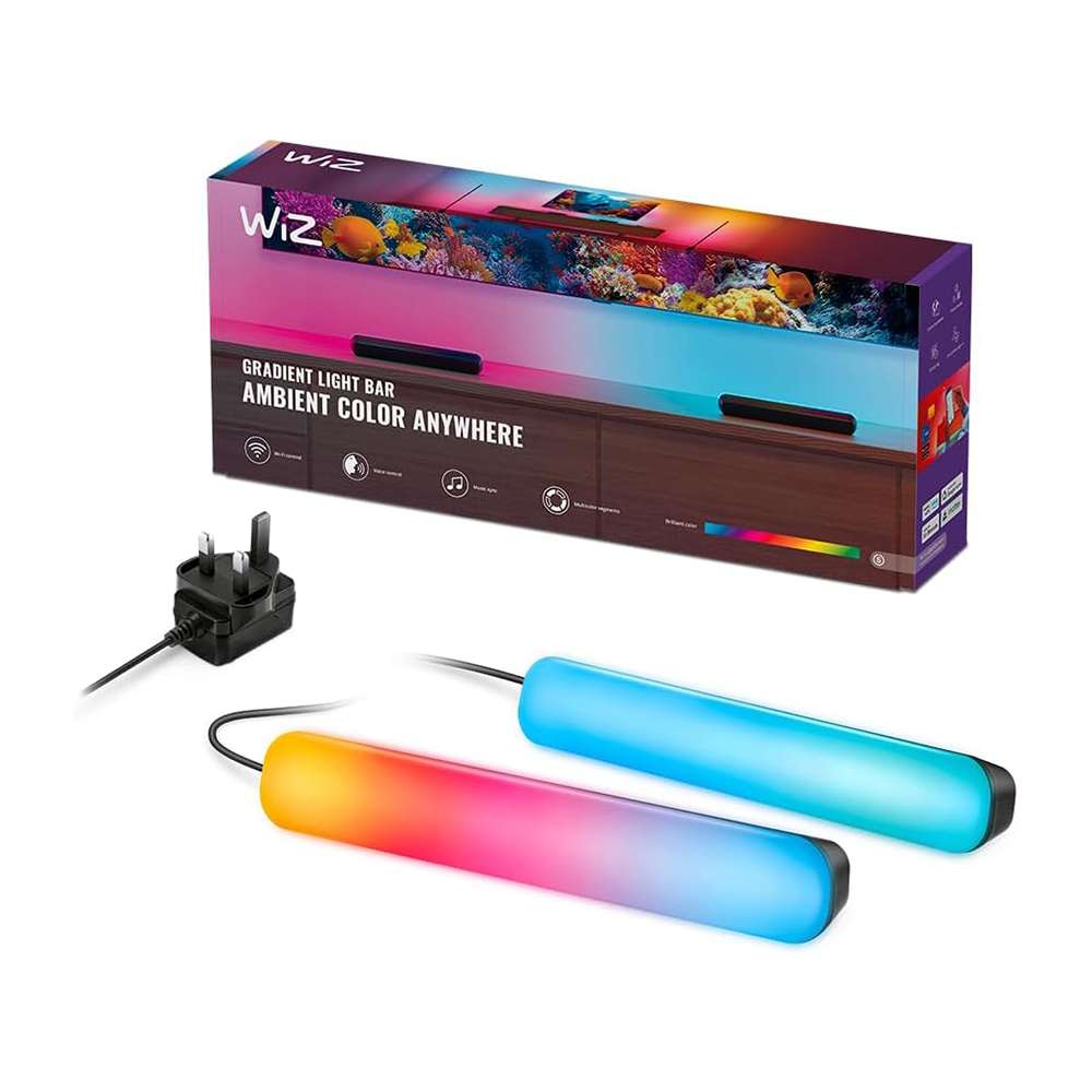 Philips WiZ Smart Light Bar 30cm, RGBIC Ambient Lighting, Wi-Fi & Bluetooth, Works with Alexa & Google - UK Plug