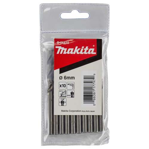 Makita D-06410 Metal Drill Bit HSS-G 6.0 x 93mm - 10 Pcs/Set