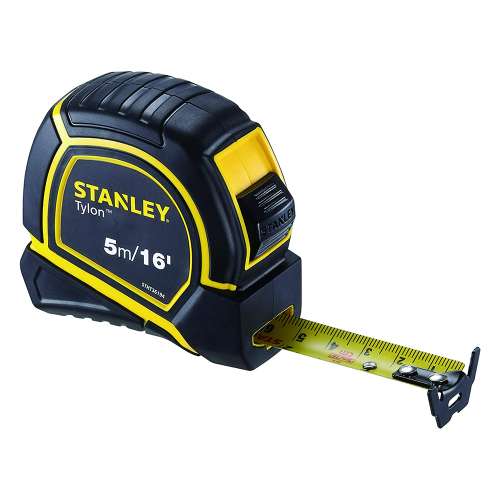 Stanley STHT36194 5m Length 19mm Tylon Tape - Yellow/Black