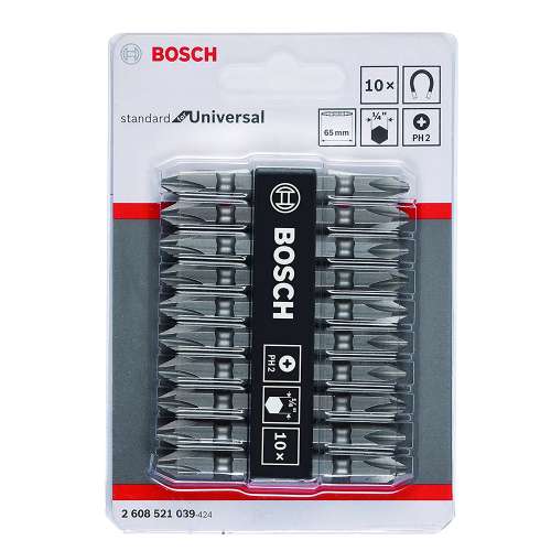 Bosch 2608521039 65mm Extra Hard Double-Ended Bit Set - 10 Pcs