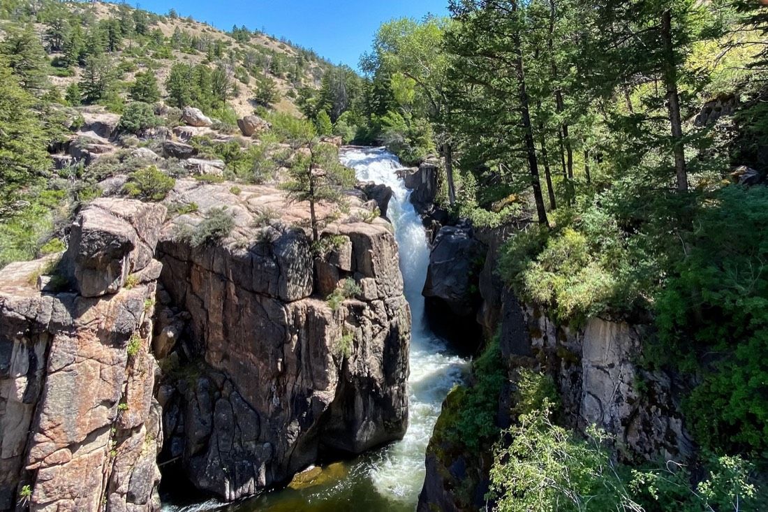 Shell Falls dropping into a granite canyon