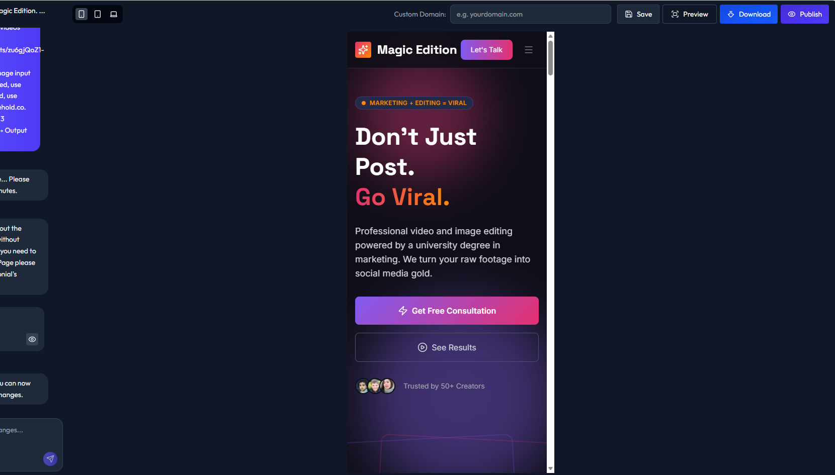 Download landing page