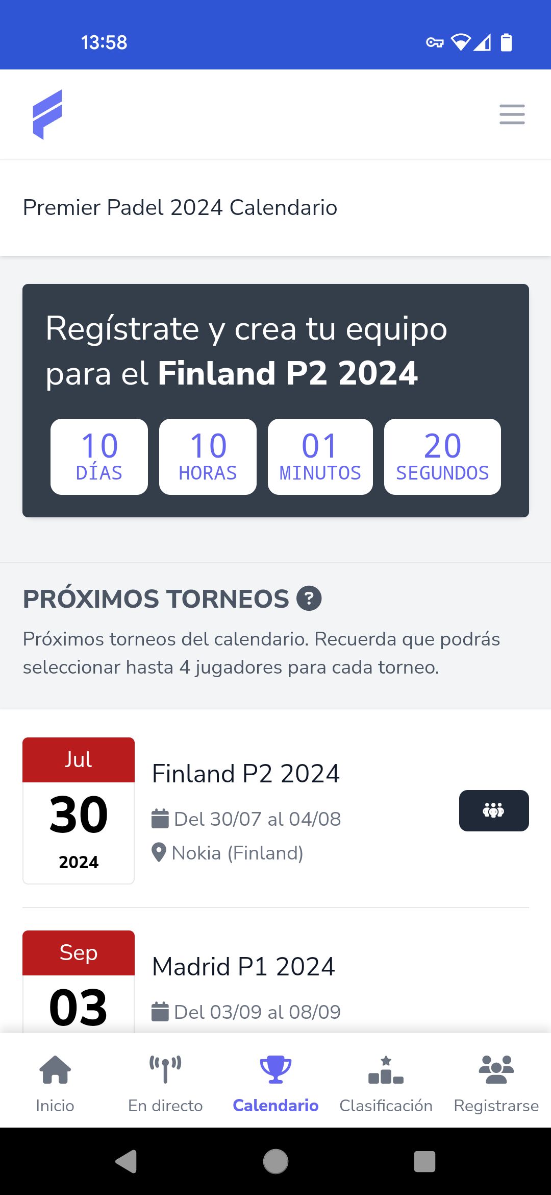 Descarga esta app y entérate de todos los resultados Premier Padel 📱