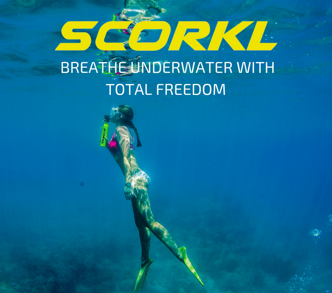 Scorkl หน้ากากดำน้ำแบบใหม่ ที่เติมลมเองได้ เหมาะมากกับ Free Diving และ Scuba Diving